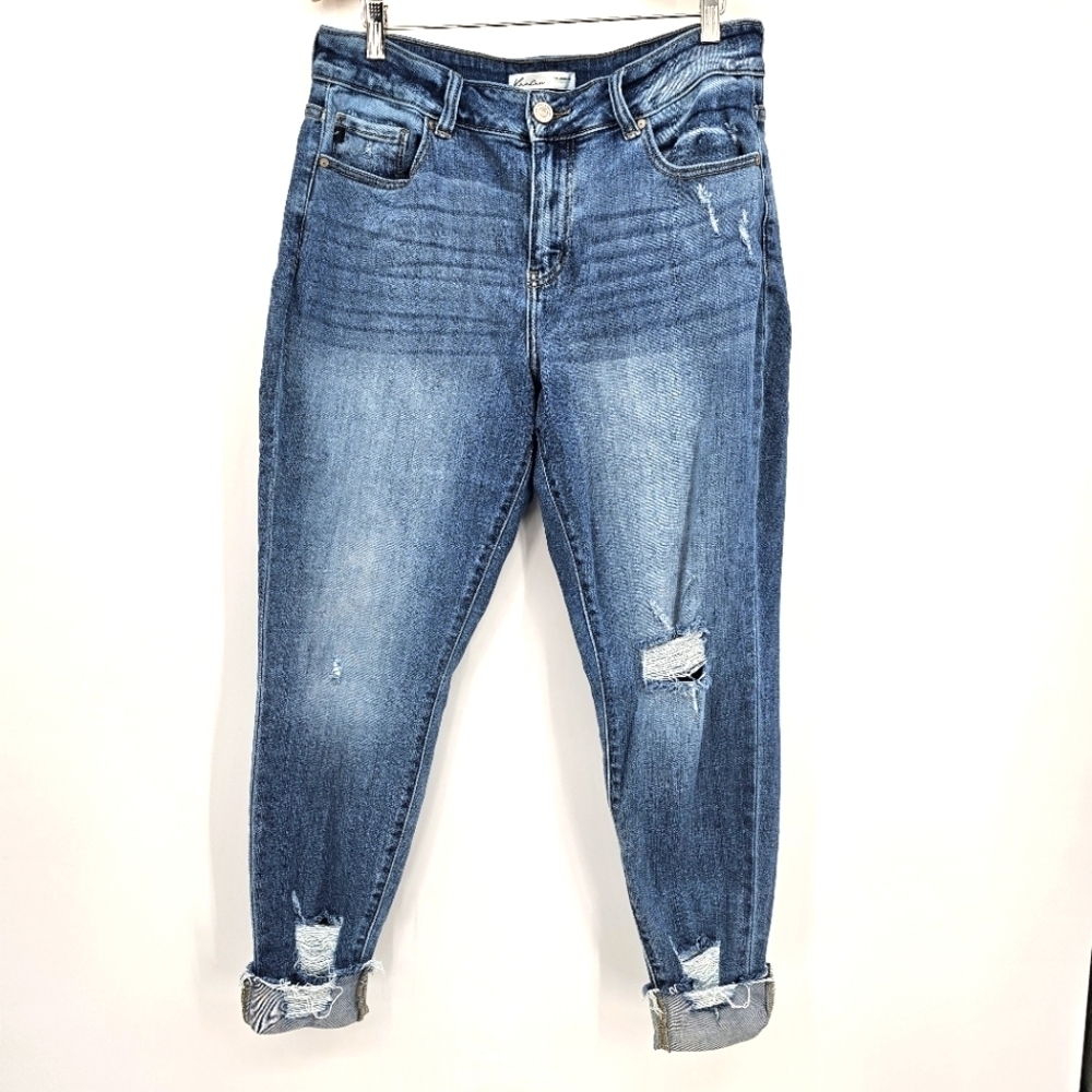 KanCan High Rise Distressed Raw Hem Skinny Medium Wash Jean Womens 14